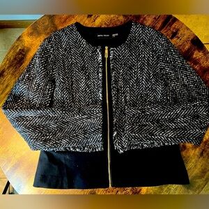 Ivanka Trump Black and White Tweed Cropped Blazer